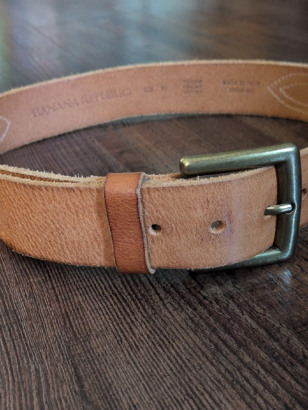 Women's Italian Leather Belt with Brass-Tone Buckle Size XS